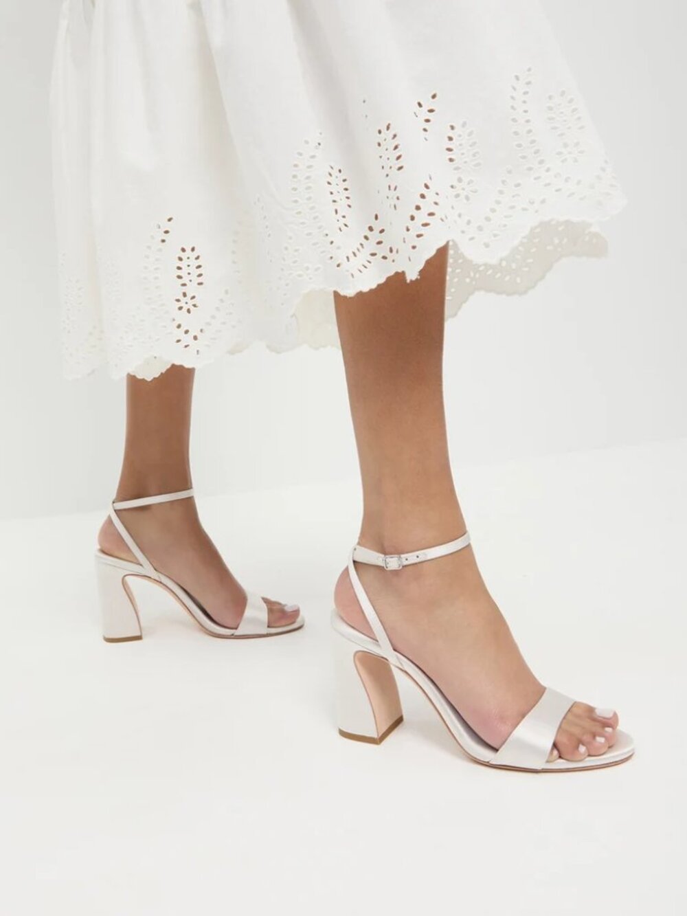 Loeffler Randall | Malia Cream Curved-Heel Sandal